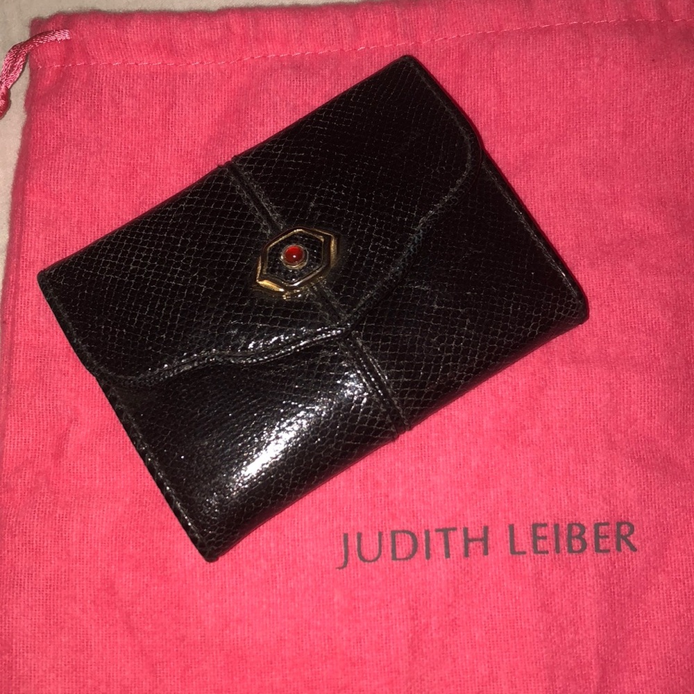 Magnificent JUDITH LEIBER snake wallet w/ gem